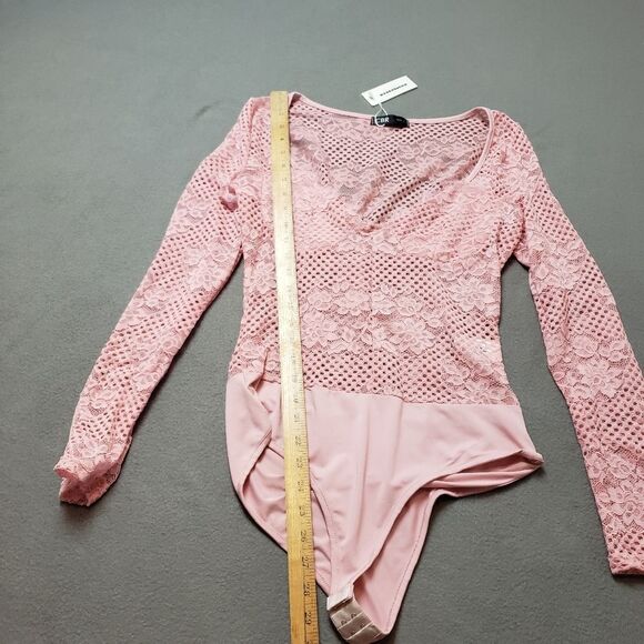 CBR blush pink lace long sleeve bodysuit Sz Large - Picture 9 of 10